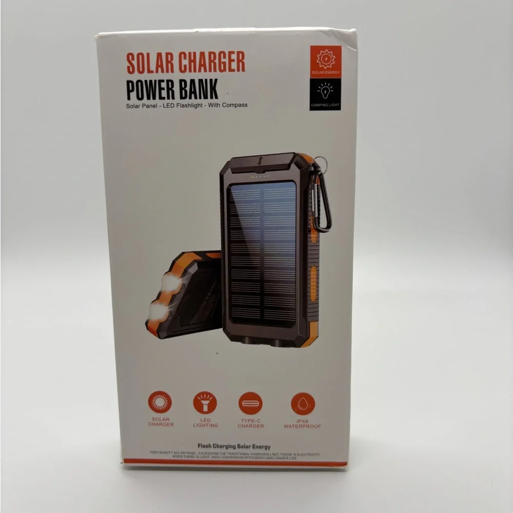 Solar Charger Power Bank - Orange and Black